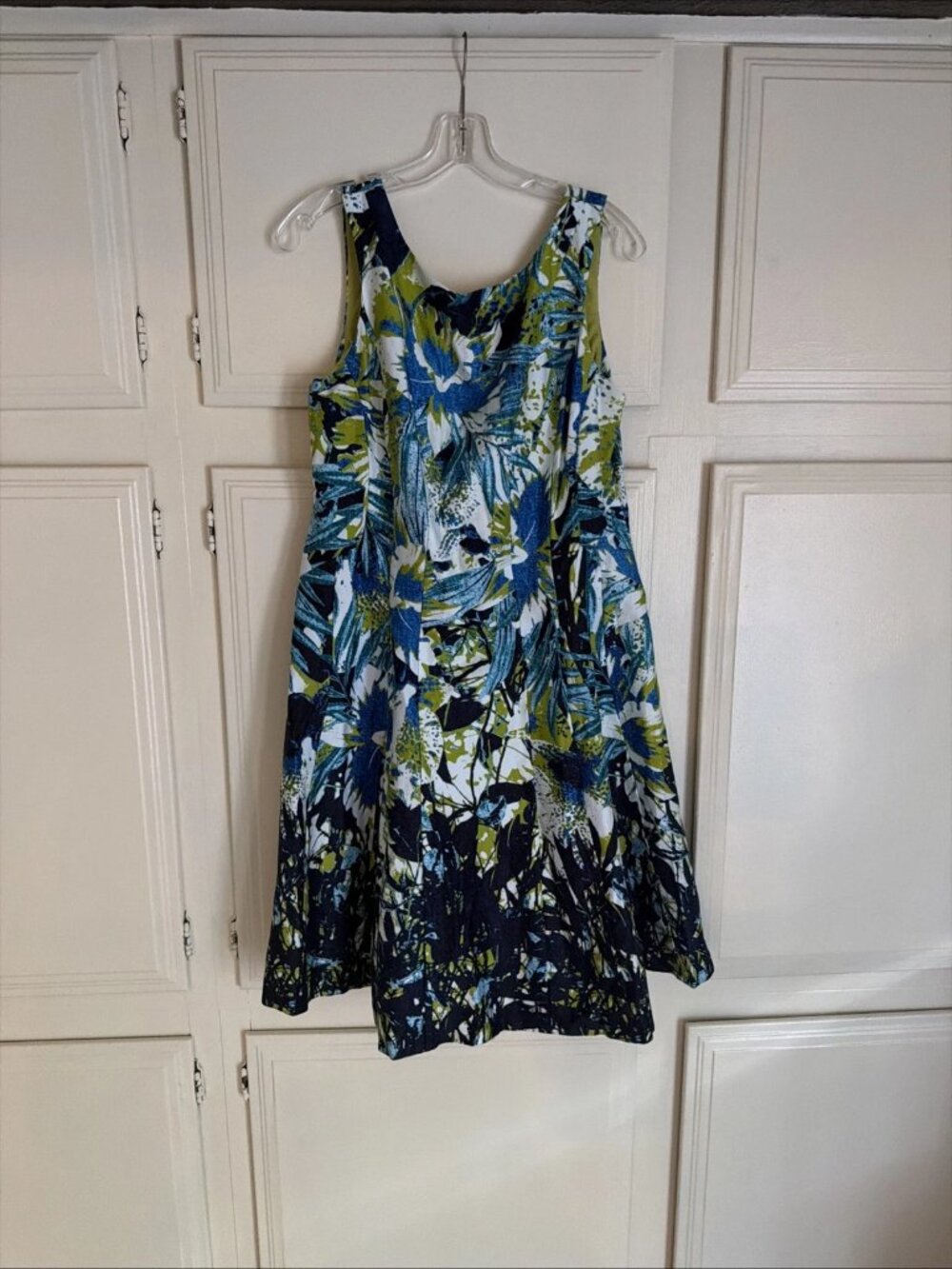 NINE WEST Sleeveless Tropical Floral Print Sleeveless Flared Dress Size 12